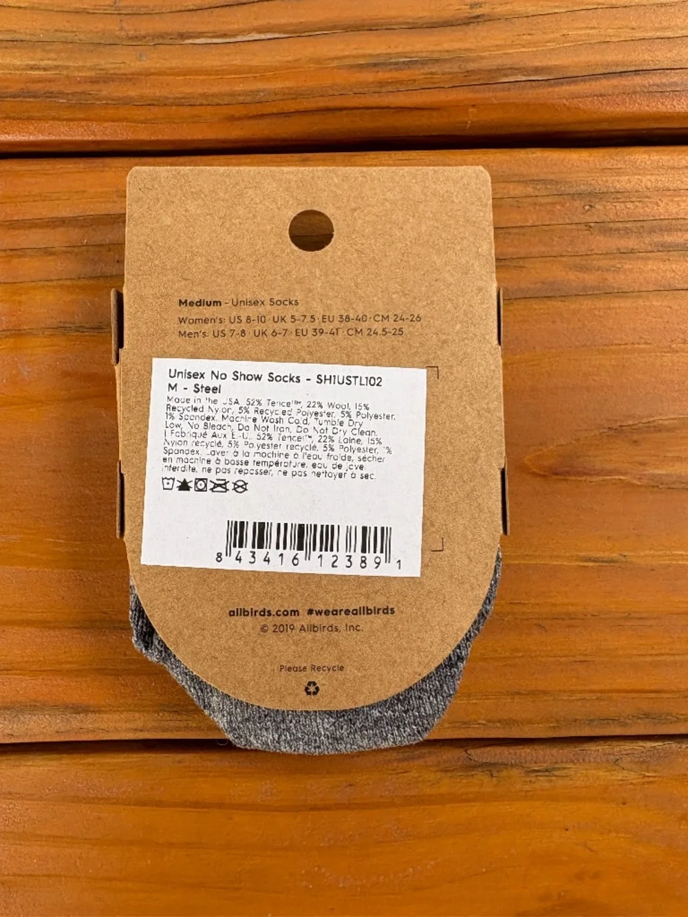 NWT Allbirds Unisex No Show Socks Size Medium Steel Gray Made in USA